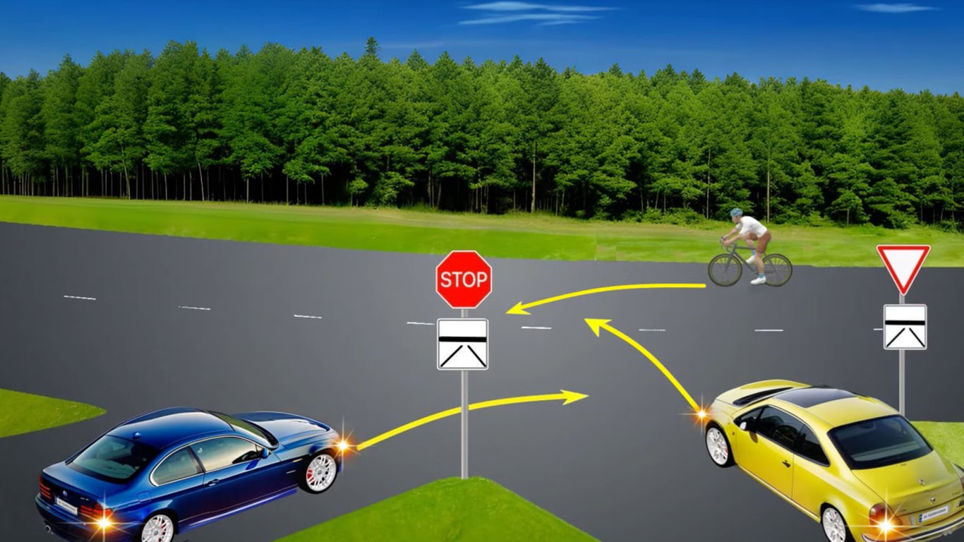 Test der Verkehrsregeln an der Kreuzung - Wer fährt zuerst